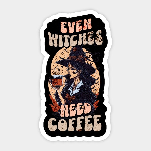 Even Witches need Coffee Sticker by Luvleigh